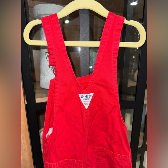 Vintage 1980s OshKosh B’Gosh toddler overalls cotton vestback paper tag red - Picture 4 of 8